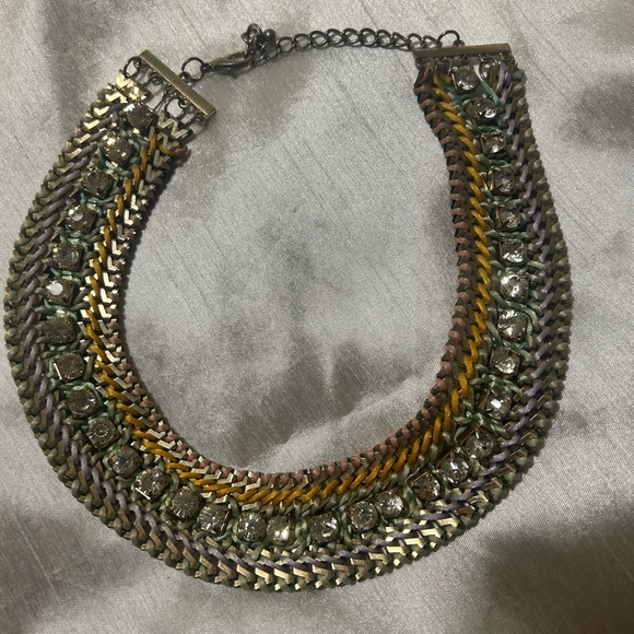 Multicolor Woven necklace with Rhinestones - Picture 7 of 8